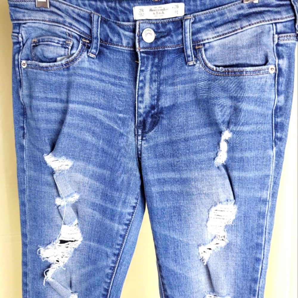 Size 2 Distressed Mid-rise Skinny Jeans Abercrombie & Fitch